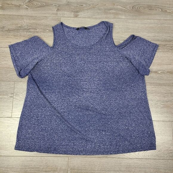 Penningtons Ti Voglio Purple Cold Shoulder Short Sleeve T-Shirt 2X - Picture 10 of 15